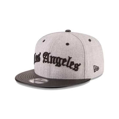 Grey Los Angeles Clippers Hat - New Era NBA Heather Script 9FIFTY Snapback Caps USA6724395